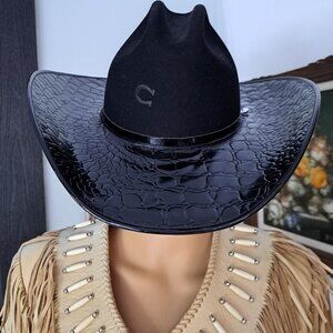 Western Cowgirl Core Hat - Charlie 1 Horse - 'Gator Bait' - sz 7 - Black Cowboy